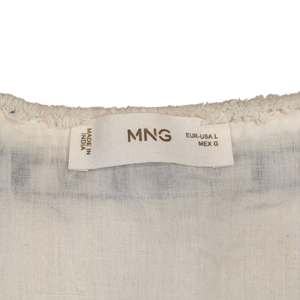 Mango MNG White Embroidered Beaded Boho Celestial Vest Cotton Navy Blue Large - Picture 3 of 8